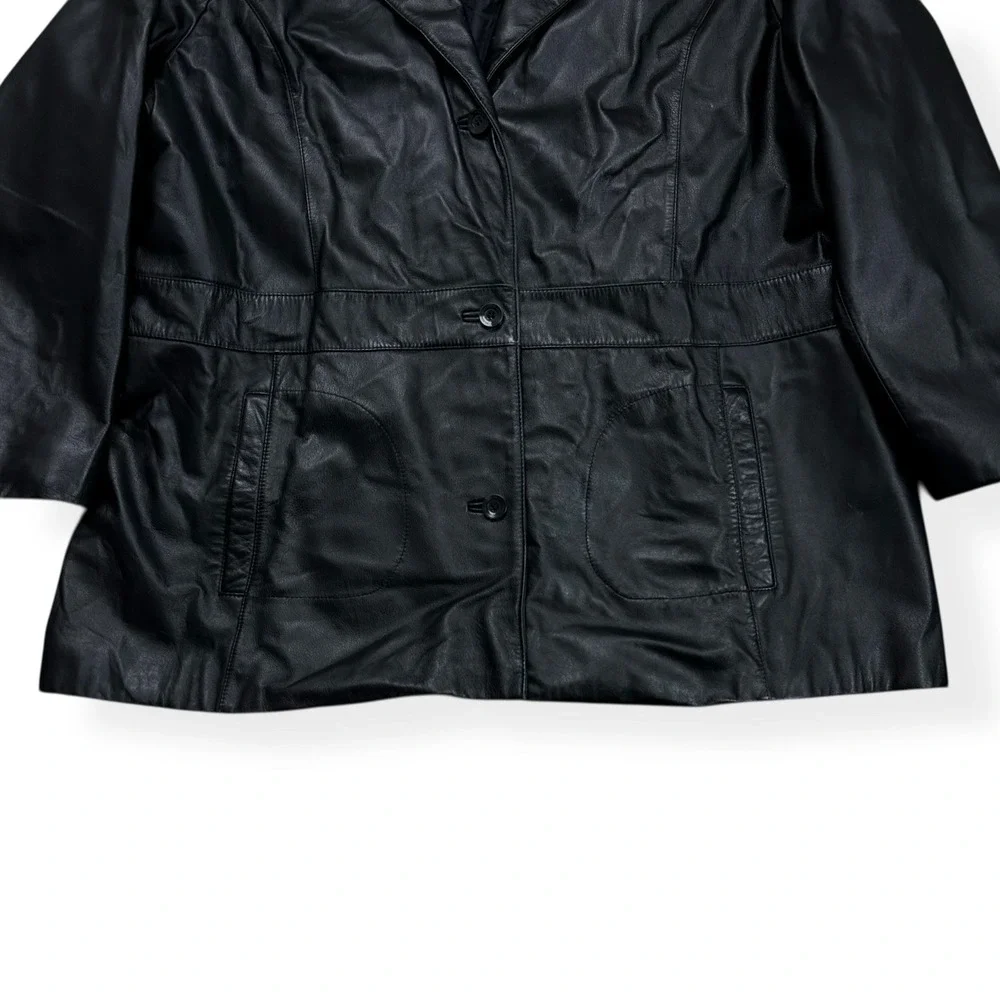 Vintage WILSONS Genuine Soft Leather Jacket Women's Size‎ 3XL Button Coat Black